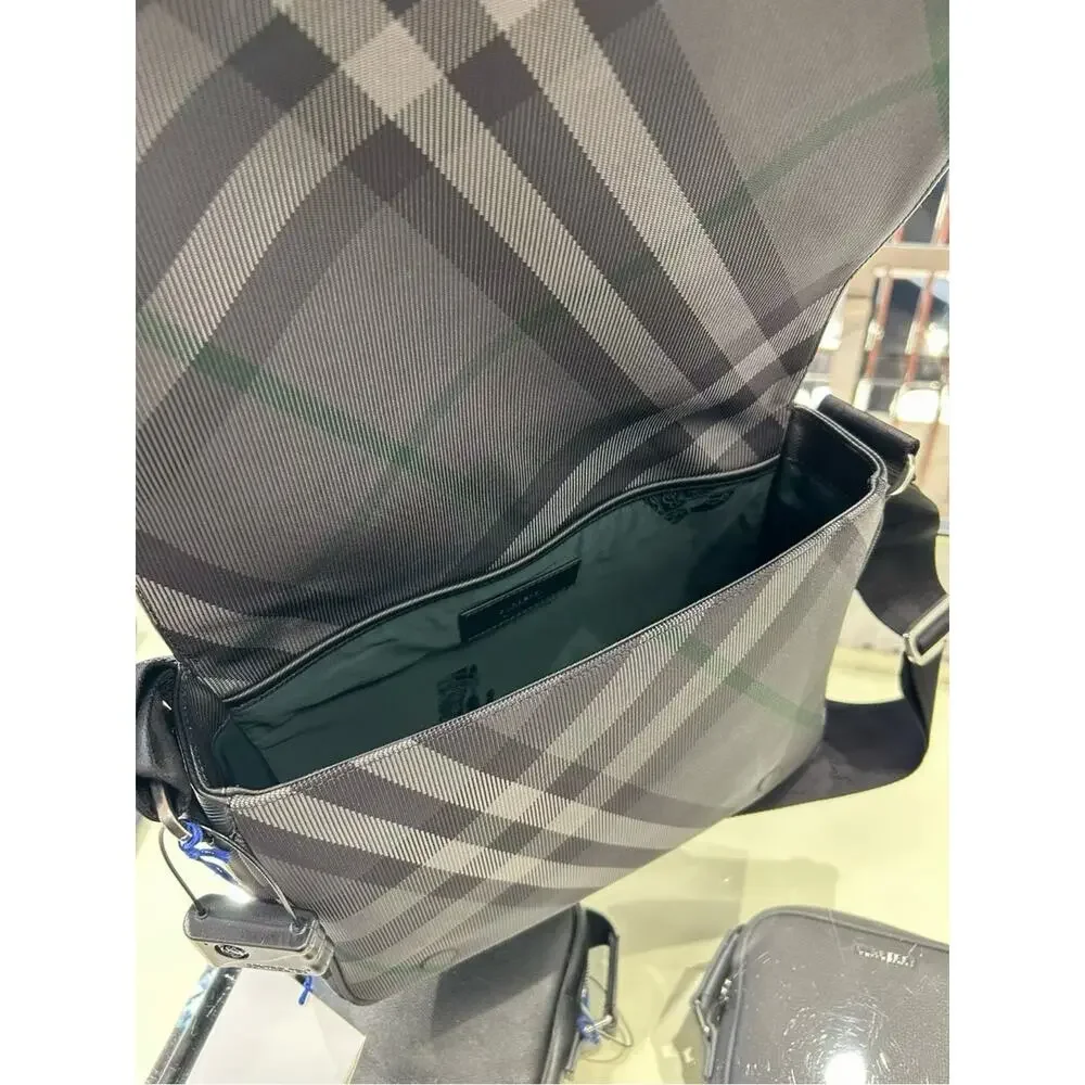 Black Men's Plaid Crossbody Messenger Bag